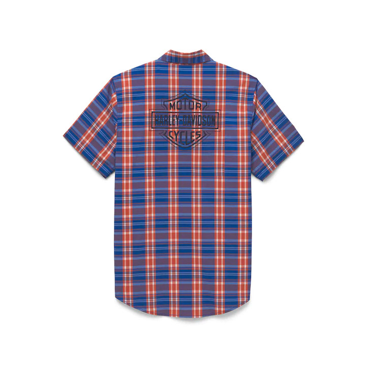 [🍀LUCKY 특가] 남성 바앤실드 체크무늬 반팔셔츠 ORANGE
