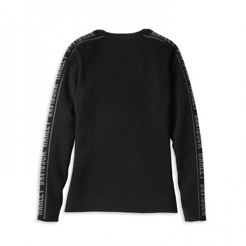 여성 자카드 로고 슬리브 스웨터 긴팔티셔츠 BLACK