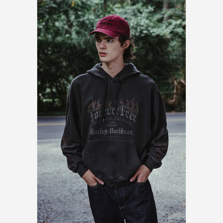 [컬렉션스] 남성 플레임 후드 티셔츠