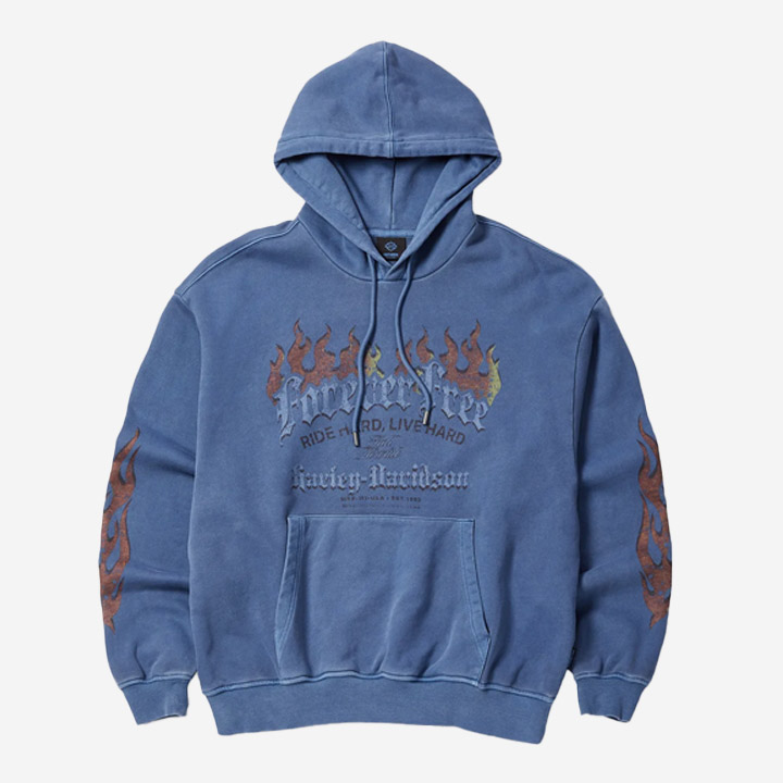 [컬렉션스] 남성 플레임 후드 티셔츠 BLUE