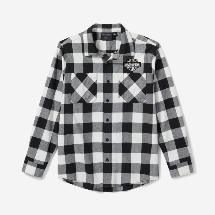 남성 바앤실드 체크 플란넬 긴팔셔츠