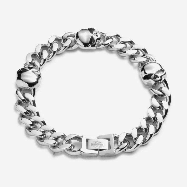 [1+1] 남성 윌리G 스컬 체인 팔찌 9인치