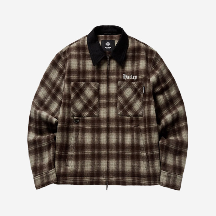 [컬렉션스] 남성 체크 플란넬 퀼팅 캐주얼재킷 BROWN
