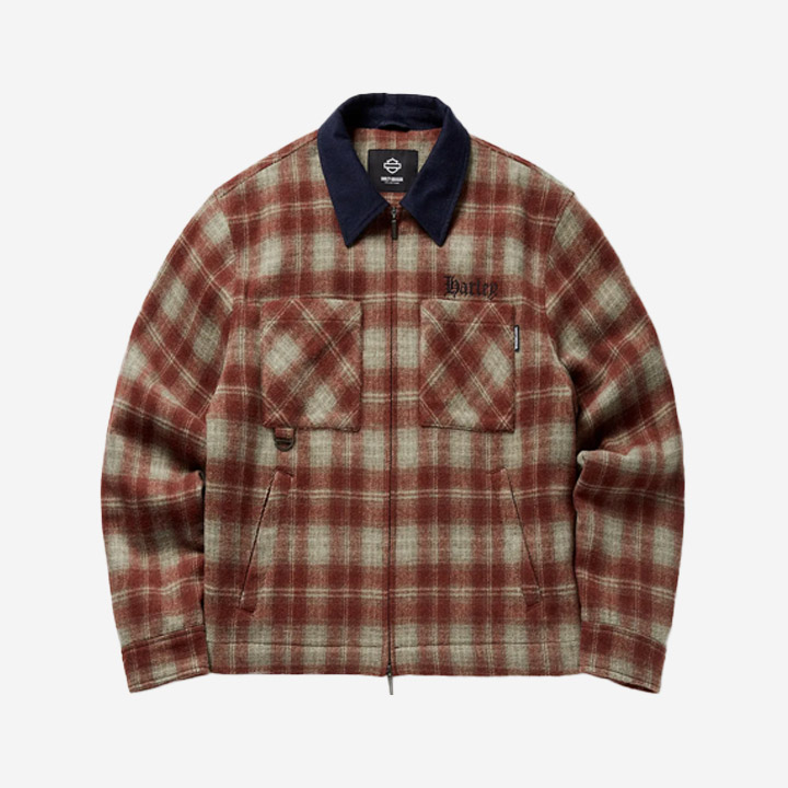 [컬렉션스] 남성 체크 플란넬 퀼팅 캐주얼재킷 RED
