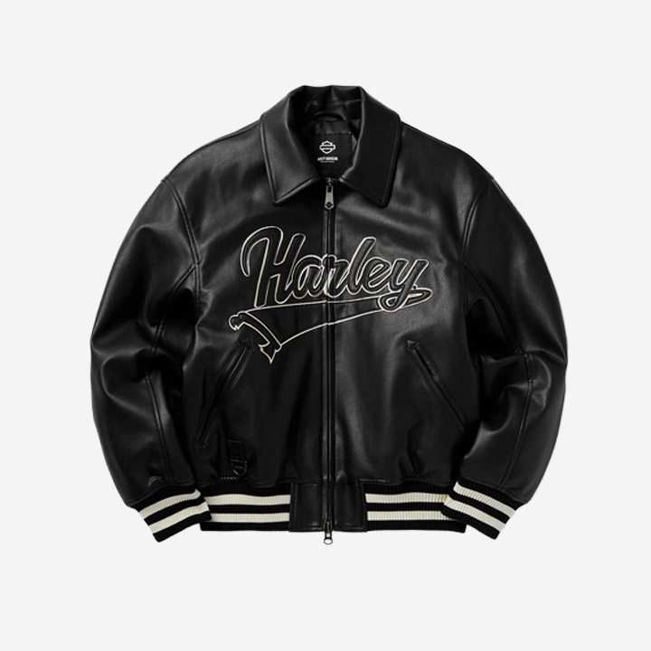 [컬렉션스] 남성 신세틱 레더 블루종 캐주얼재킷 BLACK