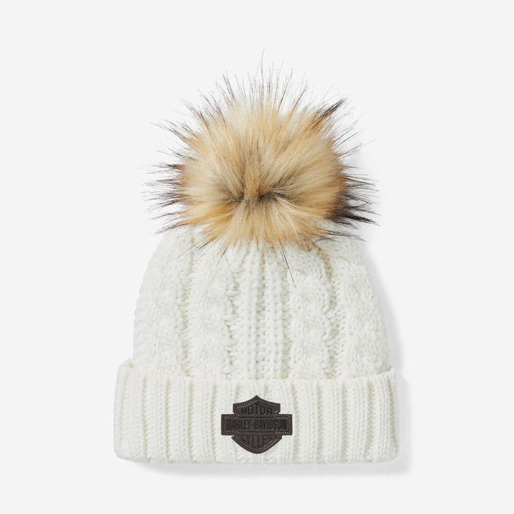 여성 가죽 패치 폼 비니