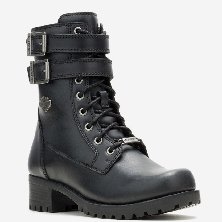 여성 레이턴 더블 버클 가죽 부츠