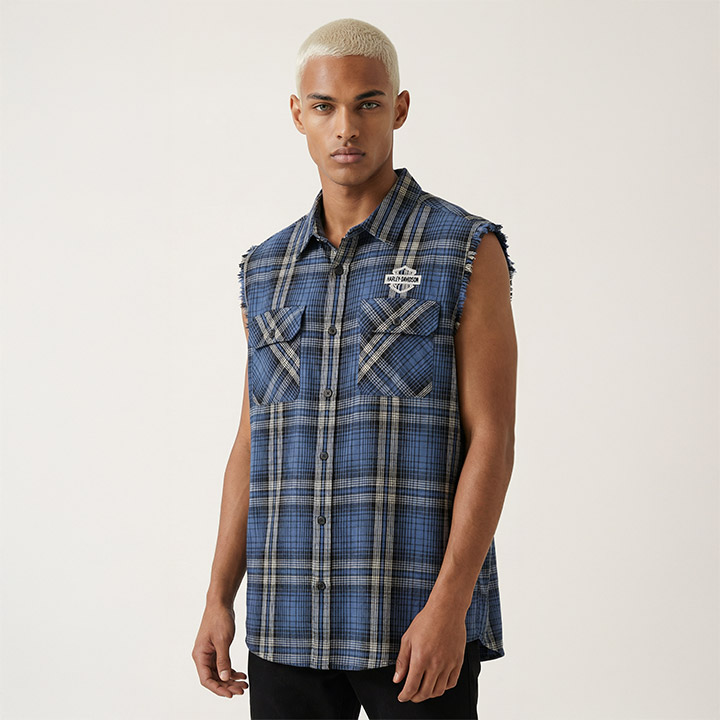 남성 리버티 이글 체크 민소매 셔츠