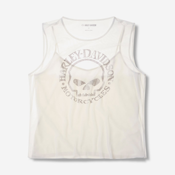 여성 윌리 G 스컬 블링 메쉬 탑