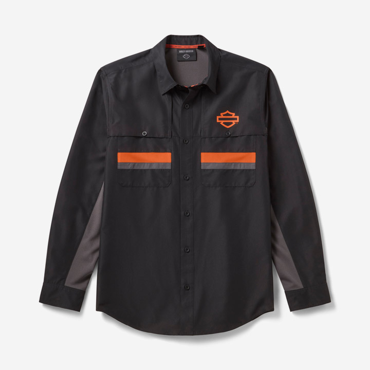 남성 H-D 테크 벤티드 솔리드 긴팔 셔츠