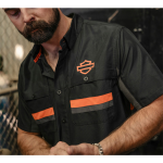 남성 H-D 테크 벤티드 반팔 셔츠 BLACK