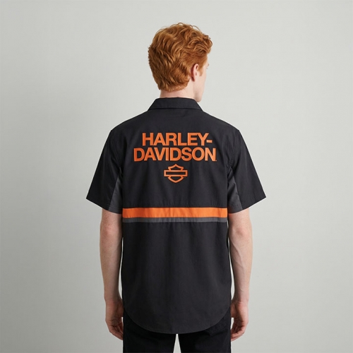 남성 H-D 테크 벤티드 반팔 셔츠 BLACK