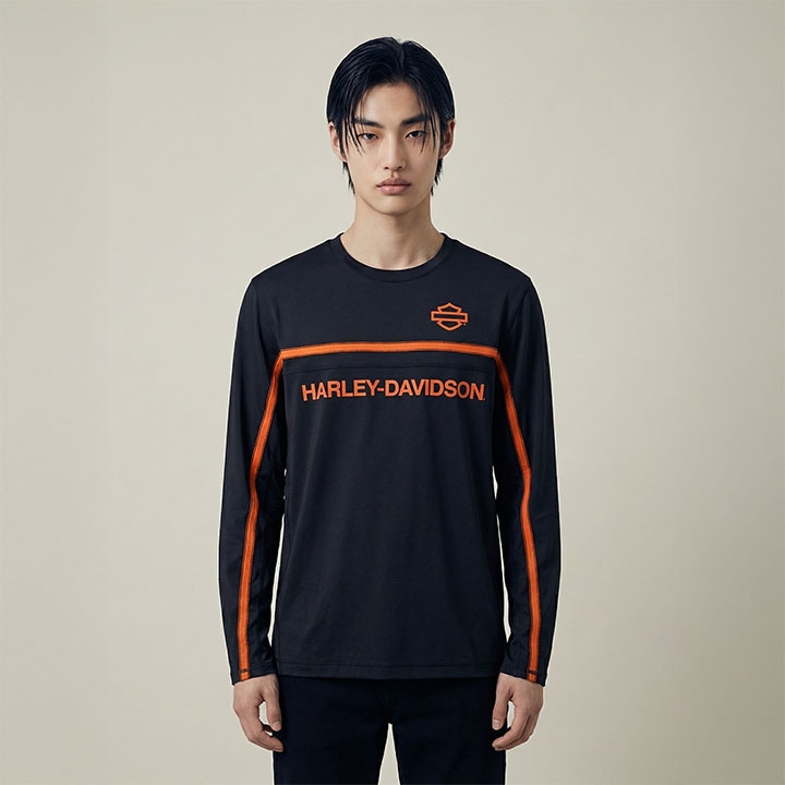 남성 H-D 테크 벤티드 긴팔 티셔츠 BLACK