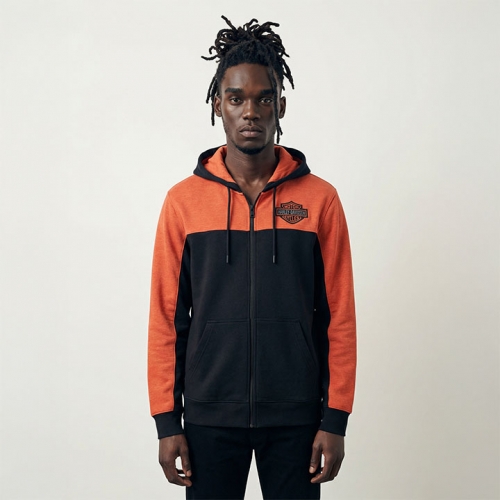 남성 에센셜 컬러 블록 후드 집업