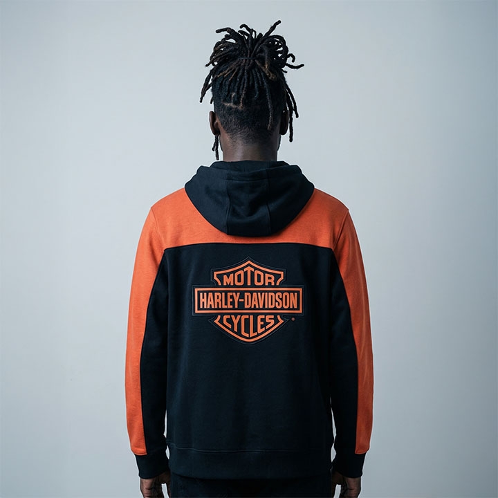 남성 에센셜 컬러 블록 후드 집업