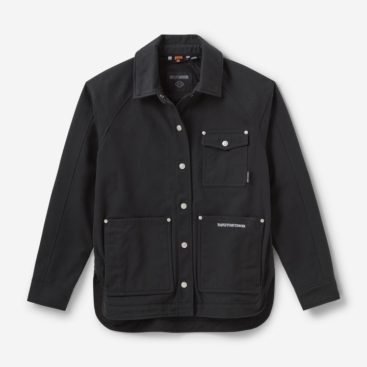 할리데이비슨 여성 윌리 G 스컬 커브드 헴 라이딩 재킷