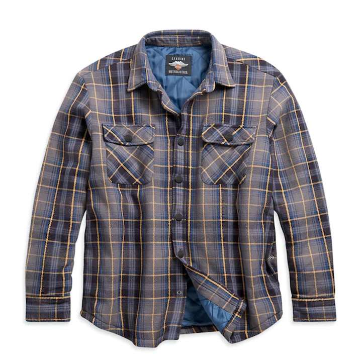 남성 퀼티드 라이닝 플래드 셔츠재킷 BLUE