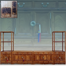 중요무형문화재 소목장 설석철 - 괴목 문갑 사방탁자세트 (13382)