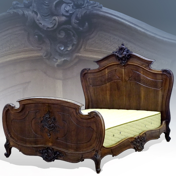 앤틱 피렌체 조각 더블 침대 (17304)
