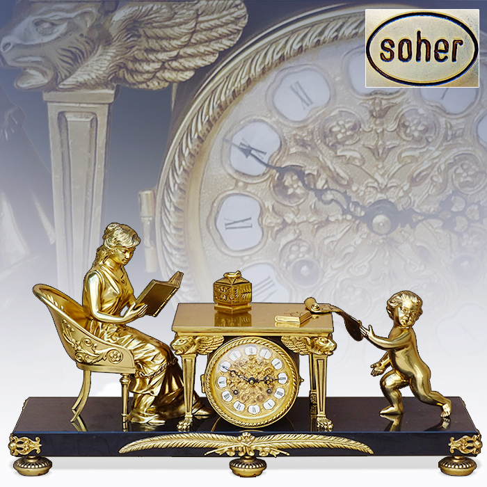 소허(SOHER)최고급 금장 브론즈 대리석 기계식 시계