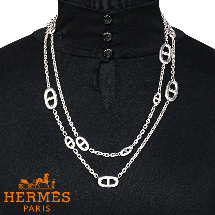 에르메스(hermes)파랑돌 실버 롱네크리스(120cm)