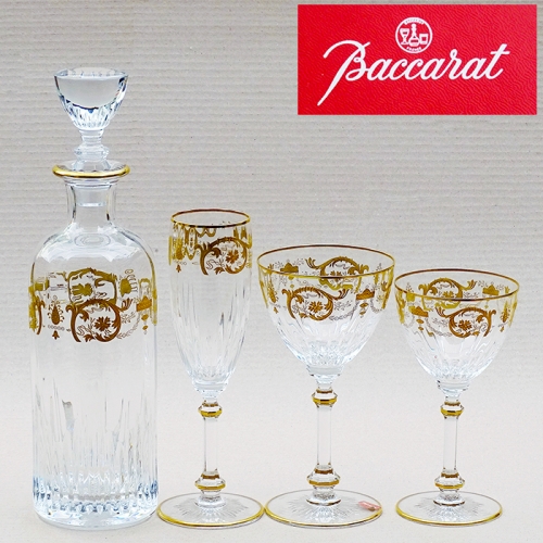 최고급 바카라(Baccarat)도금 와인잔 & 디켄더세트