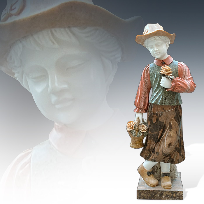 이태리산 대리석 조각상(99cm) 꽃바구니소녀
