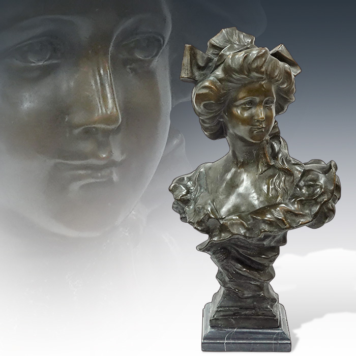 프랑스 앤틱 여인 두상 브론즈 대형 조각상