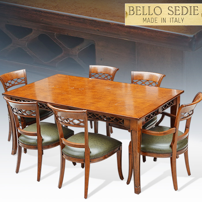 이태리 BELLO SEDIE 벨로세디에 가죽6인식탁세트