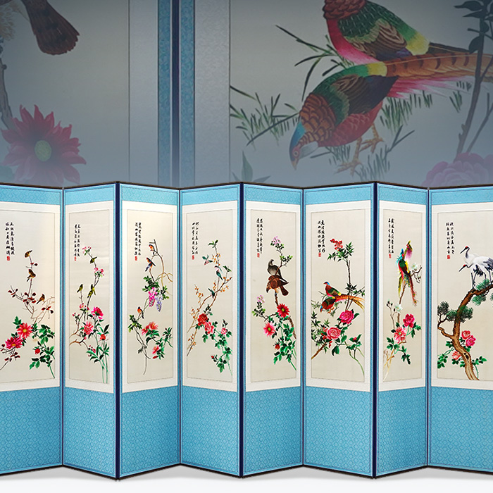 고급손자수 화조도 8폭병풍