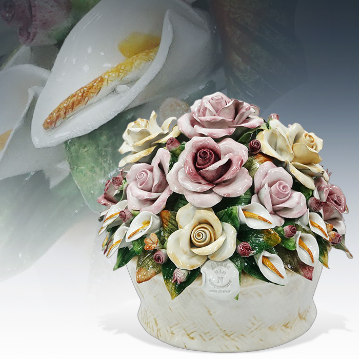 이태리산 카포디몬테 50송이 꽃포지 장식품