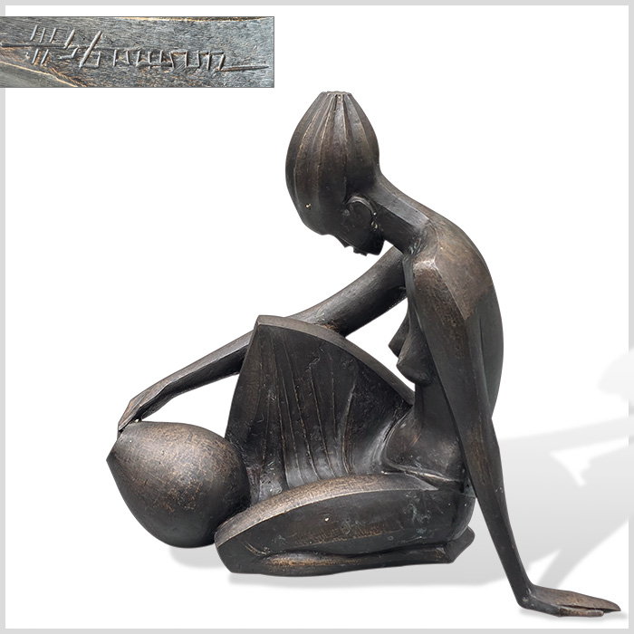 아프리카 작가 물동이 여인 브론즈 작품