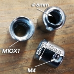 M10X1山(선너트-와이어고정) H13mm(위쪽 홀직경 Φ6mm) 크롬도금/흑색/백색