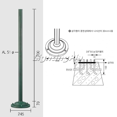 129L-12인치 잔디등(H1,660mm)