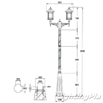 테라스 2등 162-361Y특大 가로등(H3095mm)