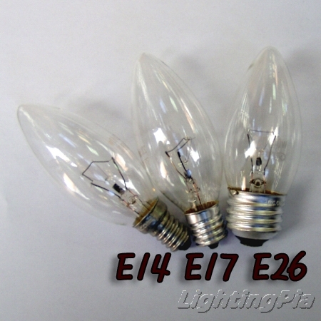 E12/E14/E17/E26 Base 촛대구(투명) 25W/40W/60W