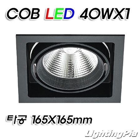 멀티1등 COB LED 40W 1등(타공165*165mm)-흑색/백색