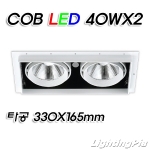누드 멀티2등 COB LED 40W 2등(타공330*165mm)-흑색/백색