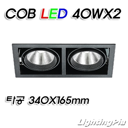 캐스팅 멀티2등 COB LED 40W 2등(타공340*165mm)-흑색/백색