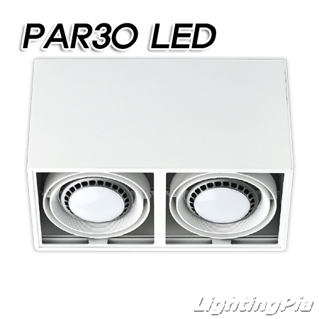 노출 PAR30 직사각 2등(310*165*150mm)-흑색/백색