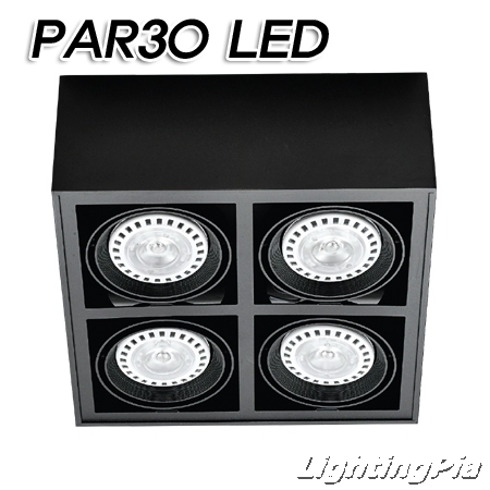 노출 PAR30 정사각 4등(345*345*150mm)-흑색/백색