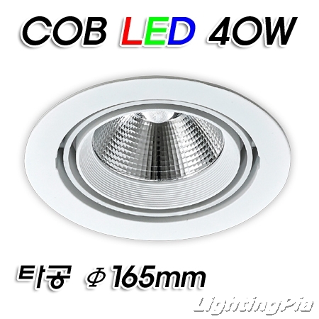 회전매입 185파이小 COB LED 40W 매입등(타공Φ160~165mm)