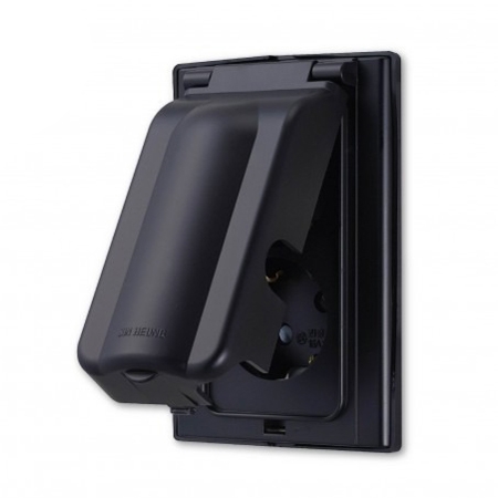 진흥 V시리즈 방우형 매입2구 접지 콘센트(세로형)-흑색