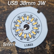 3.7V~5V(USB) 38mm 3W LED 원형기판(주로 수정구 취침등 조명에 적용)
