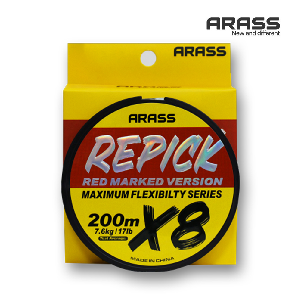 아라스 리픽 프리미엄 8합사 200m 레드마킹 에깅합사