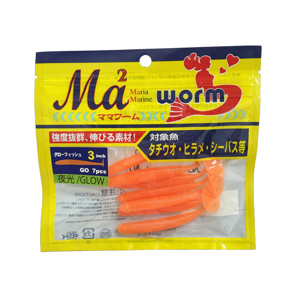 마리아 마마웜 글로우피쉬 3인치 갈치웜 광어다운샷웜