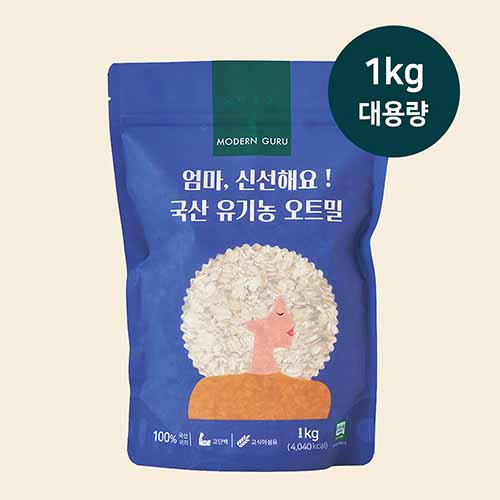 국산 유기농 오트밀 1kg 대용량