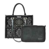 MBB 벨벳 자수 토트백 <BR> HS53MYB203BK