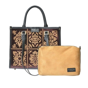 MBB 벨벳 자수 토트백 <BR> HS53MYB203BR