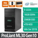 [파일서버 5] HPE ML30 Gen10 E-2224 1P 16G 4LFF Svr 256GB SSD+4TB HDD Win Svr2019 S20073102 24인치모니터포함